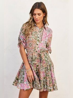 Dress Forum Paisley Patchwork Button Up Mini Dress Large